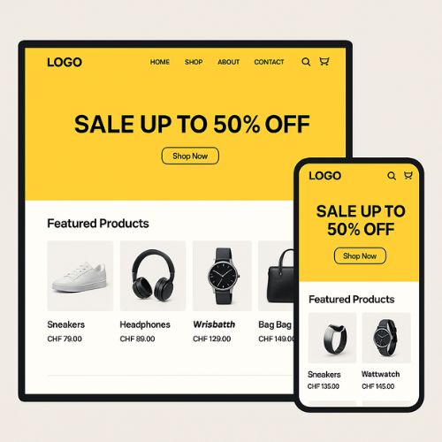 Page d'accueil boutique responsive